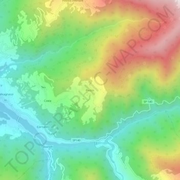 Mappa topografica Piuzzo, altitudine, rilievo