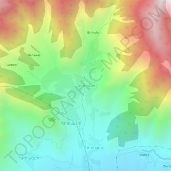 Mappa topografica Anderwan, altitudine, rilievo