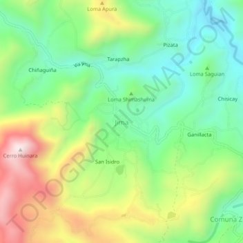 Mappa topografica Jima, altitudine, rilievo