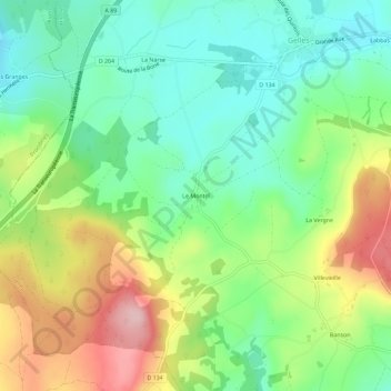 Mappa topografica Le Montel, altitudine, rilievo