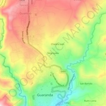 Mappa topografica Negroyacu, altitudine, rilievo