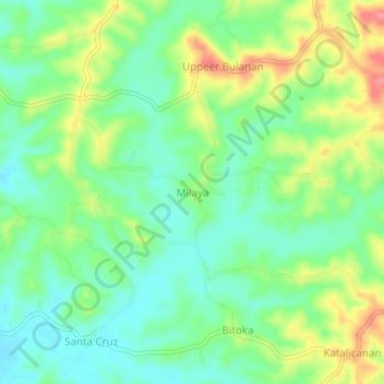 Mappa topografica Milaya, altitudine, rilievo