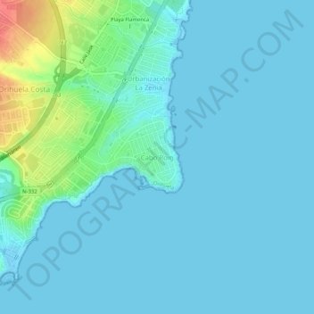 Mappa topografica Cabo Roig, altitudine, rilievo