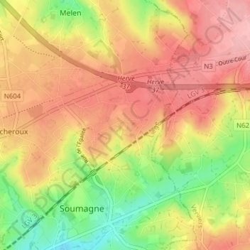 Mappa topografica Wergifosse, altitudine, rilievo