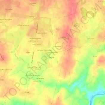 Mappa topografica La Poissonnerie, altitudine, rilievo