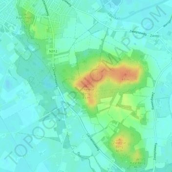 Mappa topografica Lochemse Berg, altitudine, rilievo