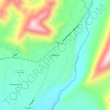 Mappa topografica Miramar, altitudine, rilievo