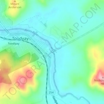 Mappa topografica Goomalling Road Bridge, altitudine, rilievo