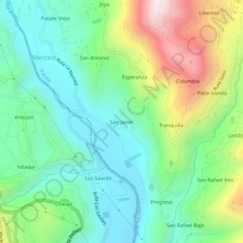 Mappa topografica San Javier, altitudine, rilievo