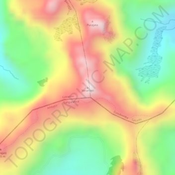 Mappa topografica Yanarumi, altitudine, rilievo