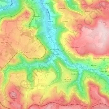 Mappa topografica Les Parras, altitudine, rilievo