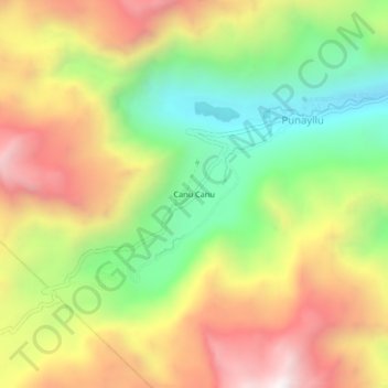 Mappa topografica Canu Canu, altitudine, rilievo