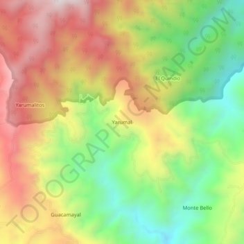 Mappa topografica Yarumal, altitudine, rilievo
