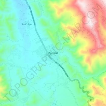 Mappa topografica Mairana, altitudine, rilievo