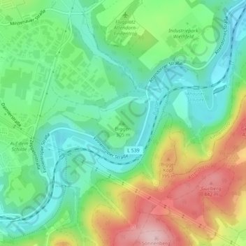 Mappa topografica Biggen, altitudine, rilievo