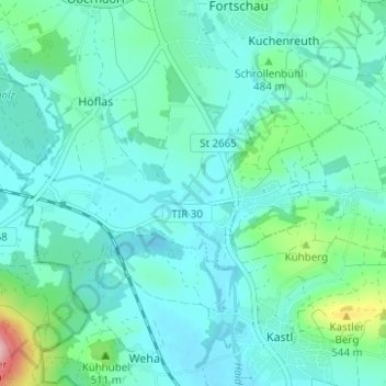 Mappa topografica Kaibitz, altitudine, rilievo