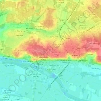 Mappa topografica Saint-Jean, altitudine, rilievo