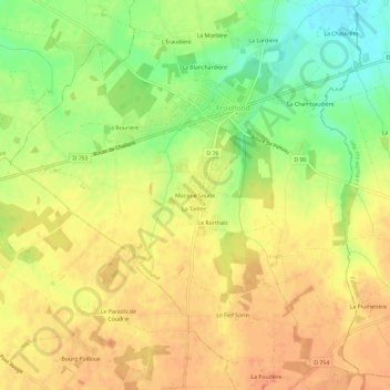 Mappa topografica Mocque Souris, altitudine, rilievo