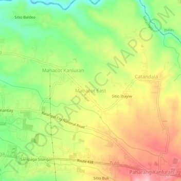 Mappa topografica Mahacot East, altitudine, rilievo