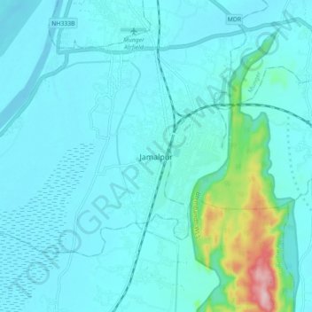 Mappa topografica Jamalpur, altitudine, rilievo