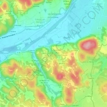 Mappa topografica Le Mazet, altitudine, rilievo