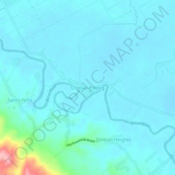 Mappa topografica Ombao Polpog, altitudine, rilievo