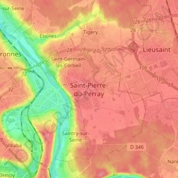 Mappa topografica Saint-Pierre-du-Perray, altitudine, rilievo