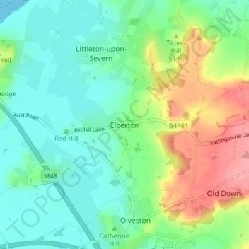 Mappa topografica Elberton, altitudine, rilievo