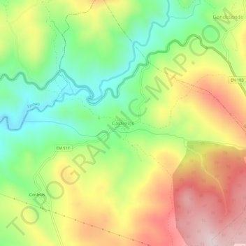 Mappa topografica Castrelos, altitudine, rilievo