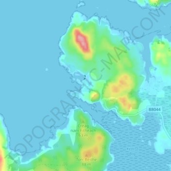 Mappa topografica Ardtoe, altitudine, rilievo