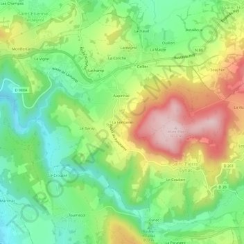 Mappa topografica La Fontaine, altitudine, rilievo