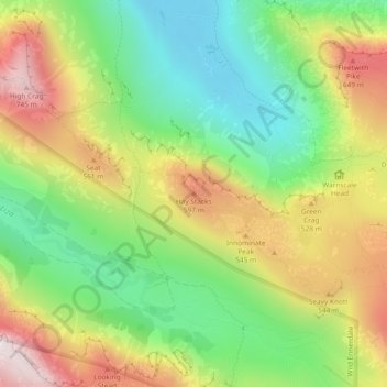 Mappa topografica Hay Stacks, altitudine, rilievo
