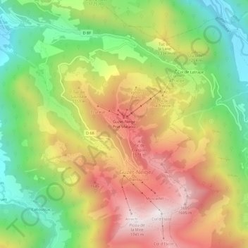 Mappa topografica Guzet-Neige Prat Mataou, altitudine, rilievo