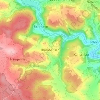 Mappa topografica Thumhausen, altitudine, rilievo