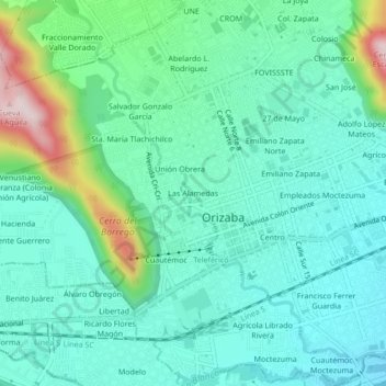 Mappa topografica Las Alamedas, altitudine, rilievo