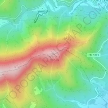Mappa topografica Azinheira, altitudine, rilievo
