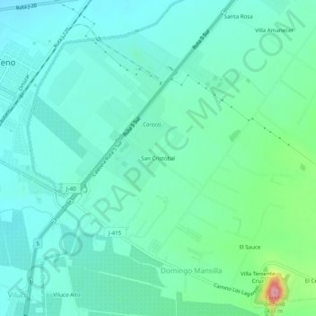 Mappa topografica San Cristóbal, altitudine, rilievo