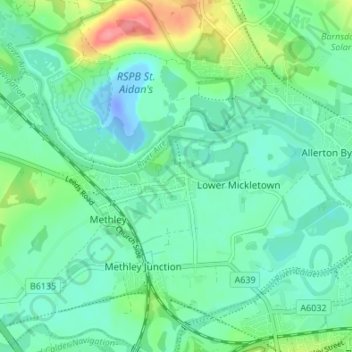 Mappa topografica Mickletown, altitudine, rilievo