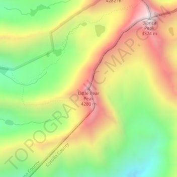 Mappa topografica Little Bear Peak, altitudine, rilievo