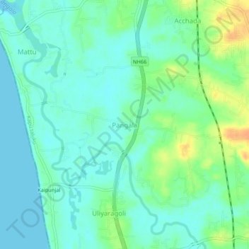 Mappa topografica Pangala, altitudine, rilievo