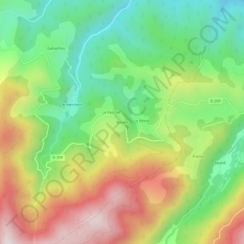 Mappa topografica Boulet, altitudine, rilievo