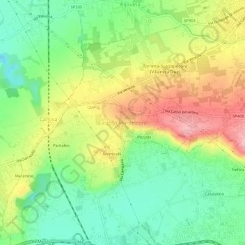 Mappa topografica Castello Monteleone, altitudine, rilievo