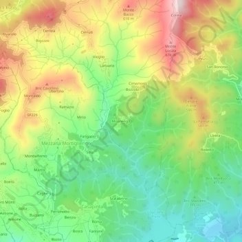Mappa topografica Molinengo, altitudine, rilievo
