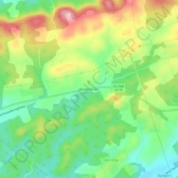 Mappa topografica Woolardtown, altitudine, rilievo