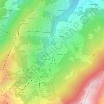 Mappa topografica Le Pré, altitudine, rilievo