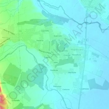Mappa topografica Morta, altitudine, rilievo