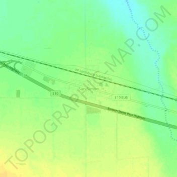 Mappa topografica San Simon, altitudine, rilievo