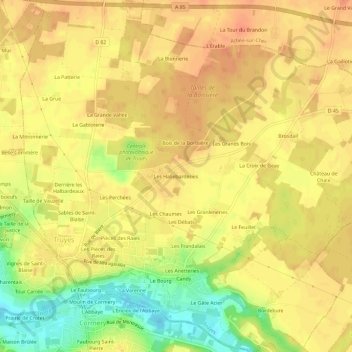 Mappa topografica Les Hallebarderies, altitudine, rilievo