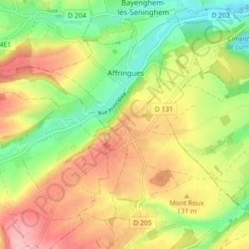 Mappa topografica Saint-Pierre, altitudine, rilievo