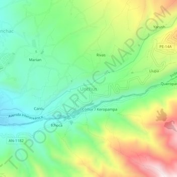 Mappa topografica Unchus, altitudine, rilievo